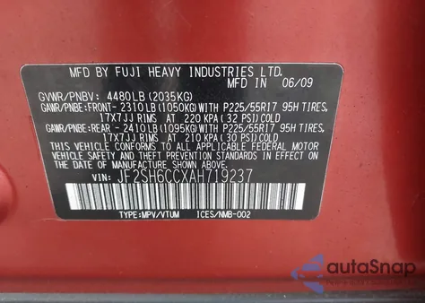 2010 Subaru Forester 2.5X Premium z USA, uszkodzony, nr VIN JF2SH6CCXAH719237